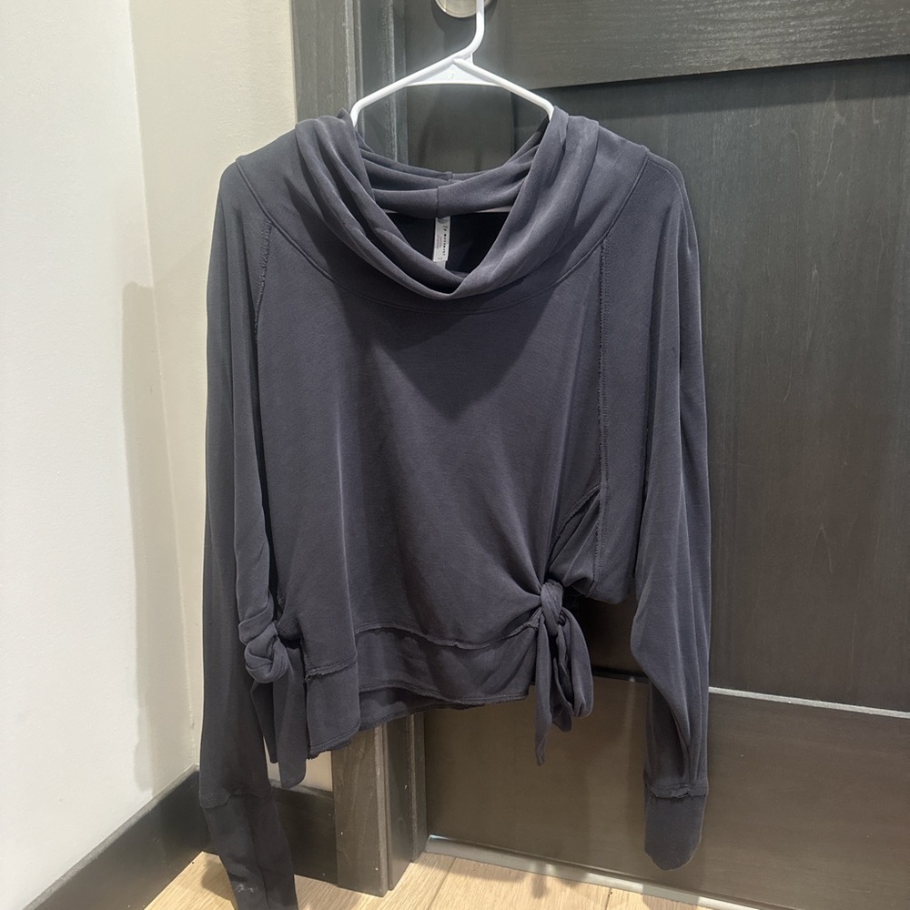 Free People Dark Gray Cowl Neck Top